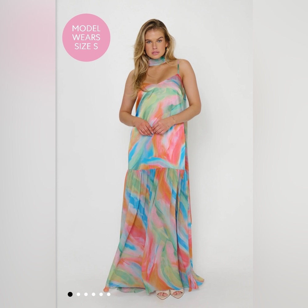 show me your mumu dalia maxi dress colorful XS New